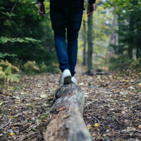 Hiking on a trail