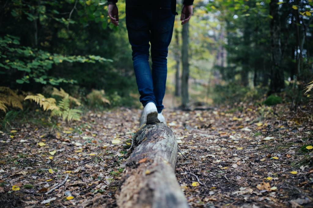 Hiking on a trail